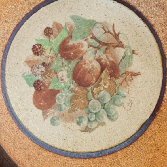 Monroe Salt Works Green Grapes, Peachers and Blackberres Large Dinner Plate 11" - Picture 2 of 8